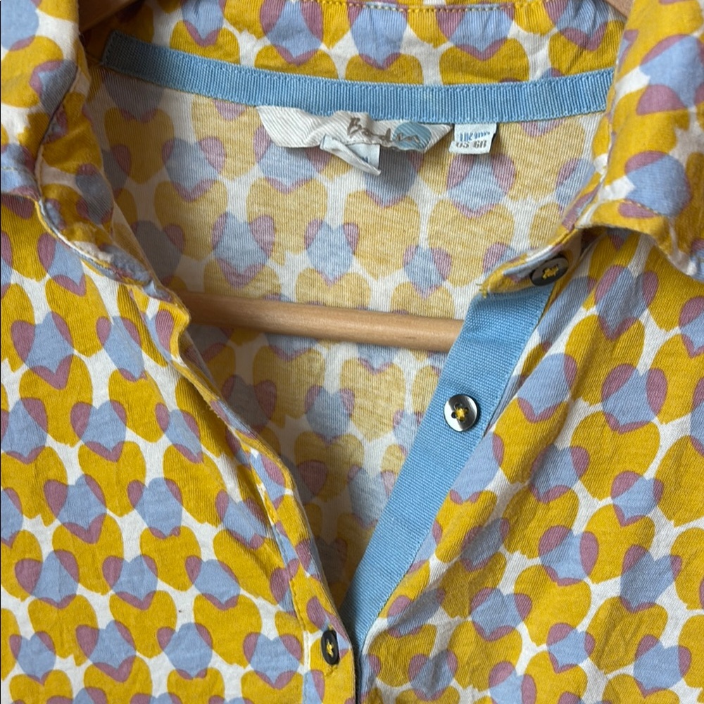 Boden Yellow & Light Blue Printed Button-Down Shirt - Picture 5 of 6